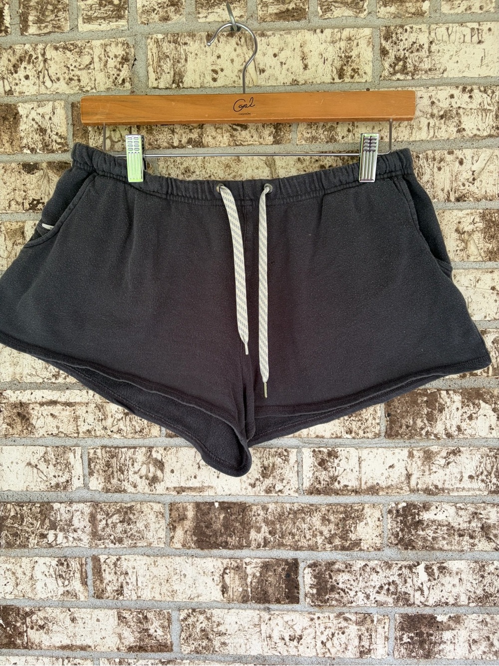 Vuori Charcoal Athletic Shorts with White Drawstring